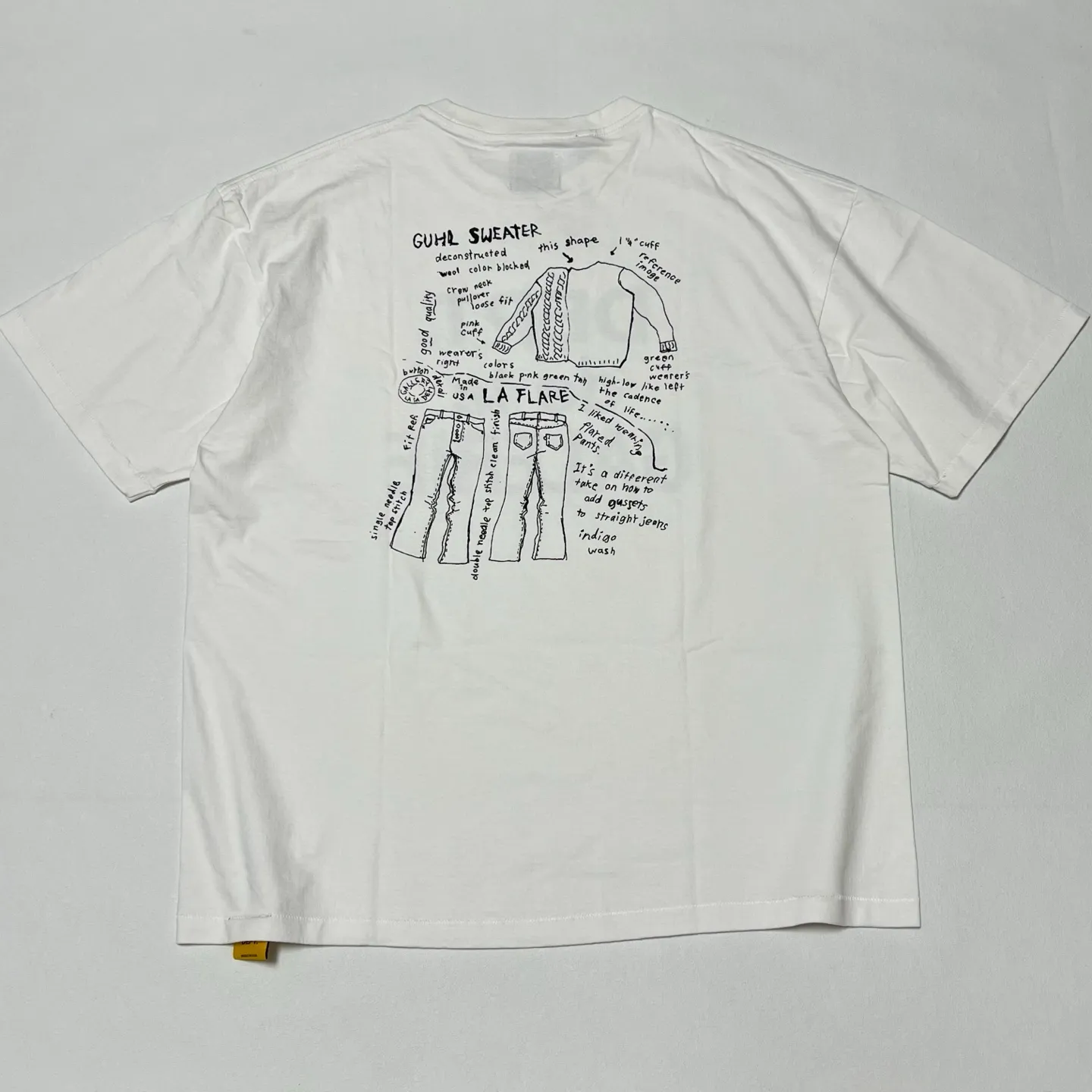 GALLERY DEPT. MOODY TEE/WHITE New in stock graffiti French/design draft printed TEE white S-XL original consistent OE yarn tube weaving seamless fabric authentic level printing restoration authentic consistent accessories